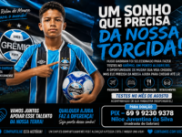 Oportunidade de vestir a camisa do Grêmio pode transformar a vida de jovem talento de Rolim de Moura; família busca ajuda para realizar viagem