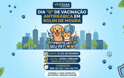 Semusa confirma “Dia D” de Vacinação Antirrábica na zona urbana de Rolim de Moura; confira os pontos