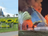 Imagem de Nossa Senhora Aparecida é destruída por incêndio na entrada de Nerópolis (GO)
