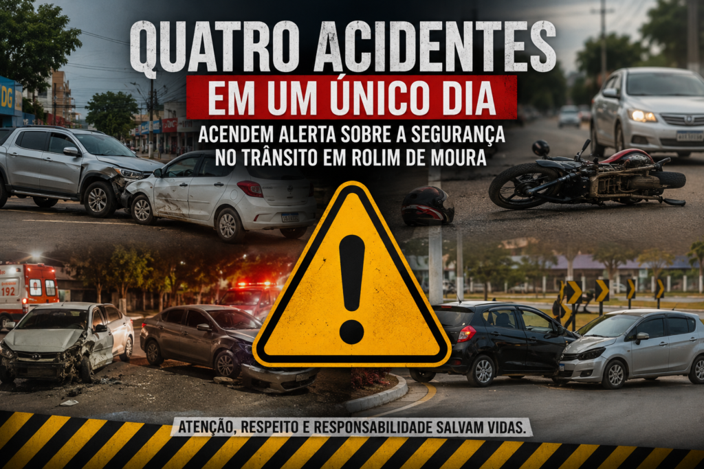 Quatro acidentes em um único dia acendem alerta sobre a segurança no trânsito em Rolim de Moura