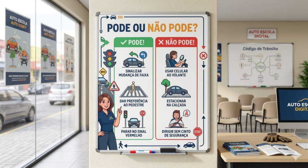 Auto Escola lança quadro para esclarecer dúvidas sobre o trânsito em Rolim de Moura RO.