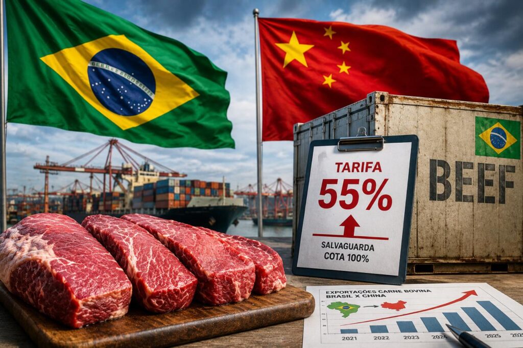 China impõe sobretaxa sobre carne bovina acima da cota e medida pode afetar exportações brasileiras