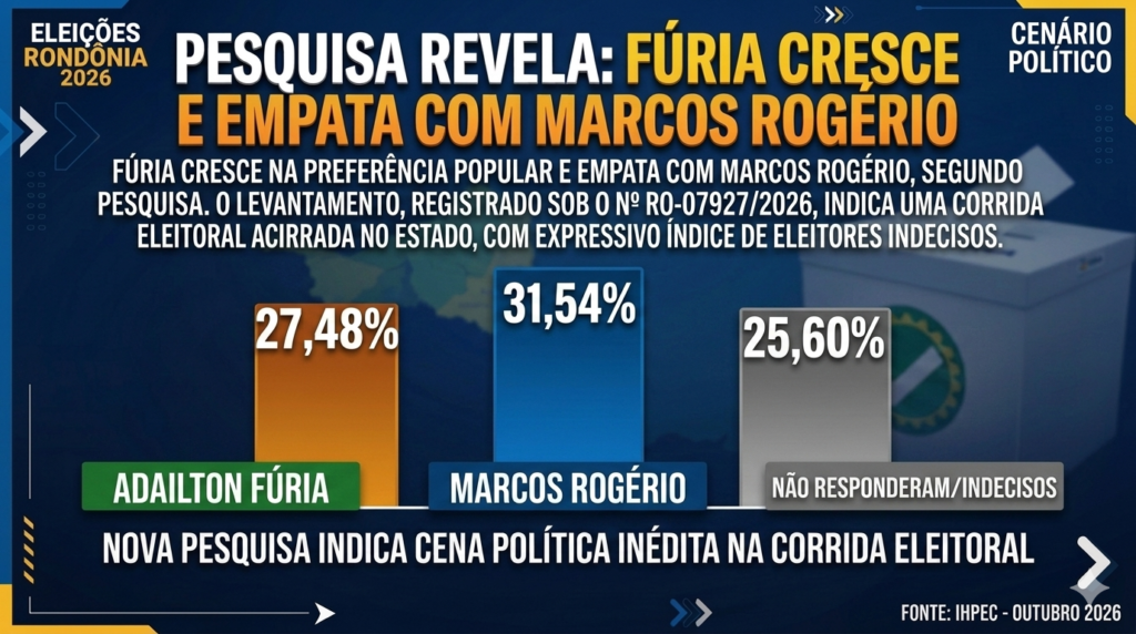 Fúria cresce na preferência popular e empata com Marcos Rogério, segundo nova pesquisa