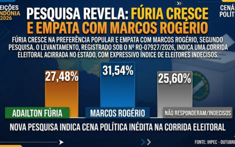 Fúria cresce na preferência popular e empata com Marcos Rogério, segundo nova pesquisa