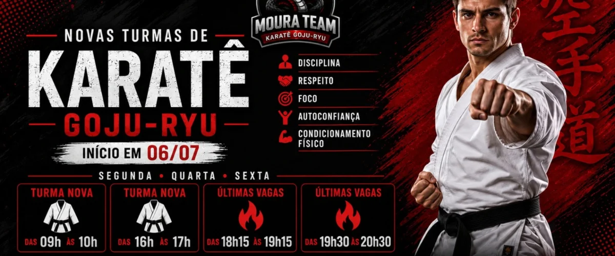 Centro de Treinamento Moura Team abre novas turmas de Karatê Goju-Ryu para crianças, jovens e adultos em Rolim de Moura