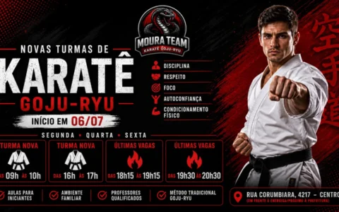 Centro de Treinamento Moura Team abre novas turmas de Karatê Goju-Ryu para crianças, jovens e adultos em Rolim de Moura