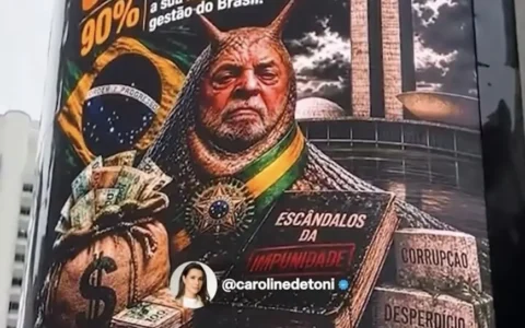 Painel digital em Balneário Camboriú expõe forte rejeição a Lula e reflete cenário político de Santa Catarina