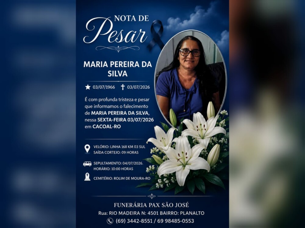 Rolim de Moura se despede de Maria Pereira da Silva, que faleceu no dia em que completava 60 anos