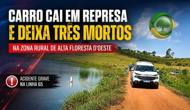 Tragédia na zona rural: carro cai em represa e deixa três mortos em Alta Floresta D’Oeste