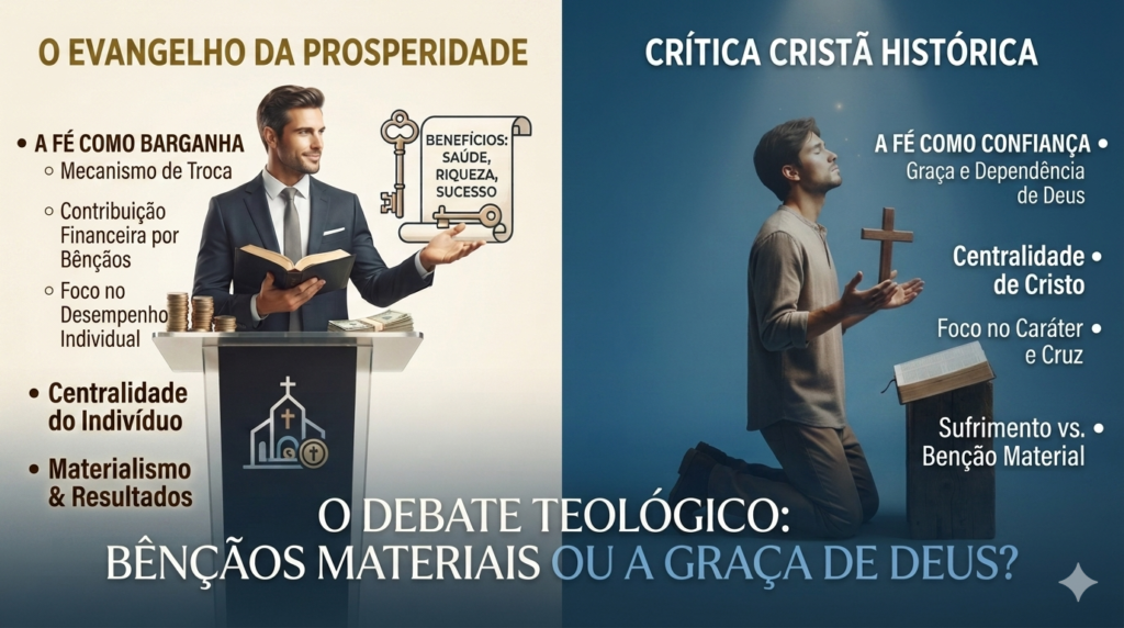 No “evangelho da prosperidade”, a fé é transformada em barganha com Deus em troca de bens materiais.