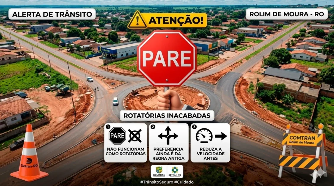 Rotatórias inacabadas em Rolim de Moura viram motivo de preocupação entre moradores