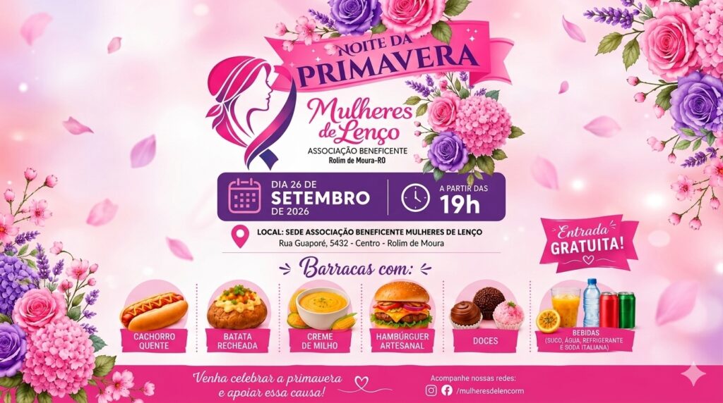 Associação Mulheres de Lenço promove ‘Noite da Primavera’ com entrada gratuita e inauguração da Cozinha do Bem