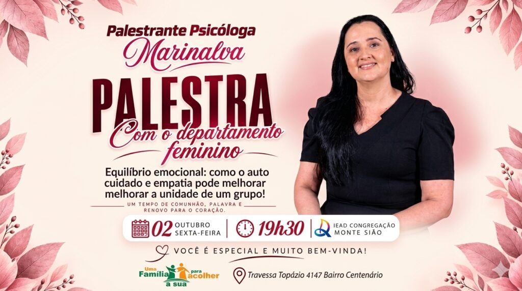 Setembro Amarelo e Saúde Mental: IEADRM promove palestra sobre equilíbrio emocional para mulheres.
