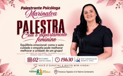 Setembro Amarelo e Saúde Mental: IEADRM promove palestra sobre equilíbrio emocional para mulheres.