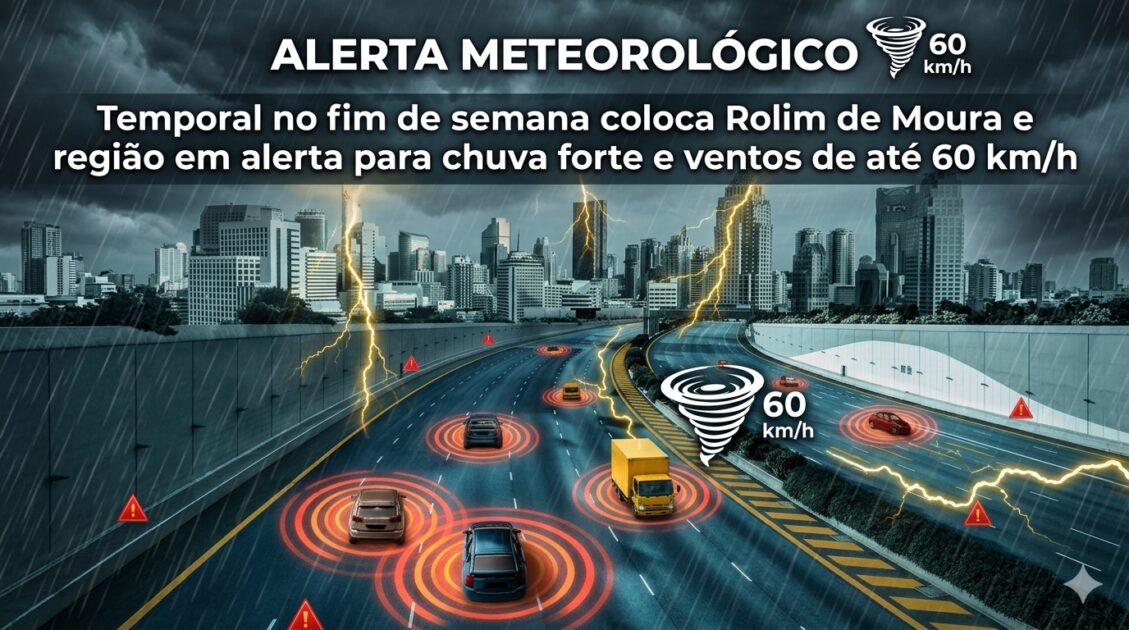 Temporal no fim de semana coloca Rolim de Moura e região em alerta para chuva forte e ventos de até 60 km/h