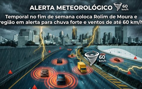 Temporal no fim de semana coloca Rolim de Moura e região em alerta para chuva forte e ventos de até 60 km/h