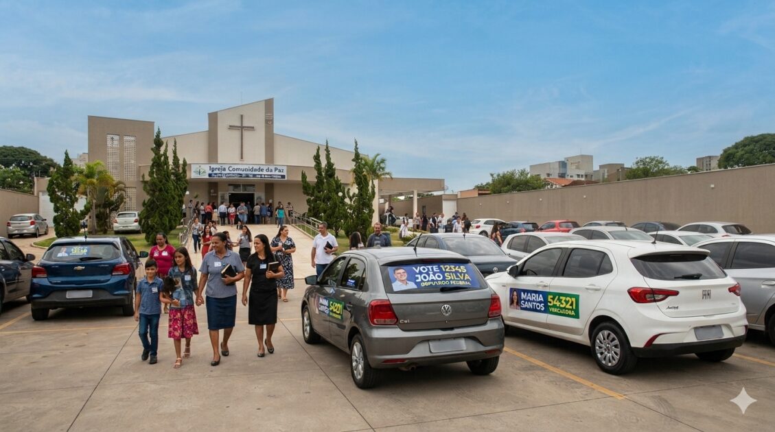 MP Eleitoral proíbe carros com adesivos de candidatos em pátios de igrejas em Rolim de Moura
