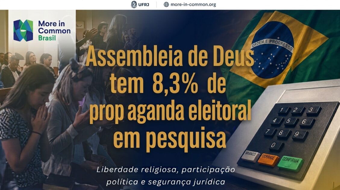 Assembleia de Deus registra maior percentual de propaganda eleitoral em pesquisa sobre cultos no YouTube