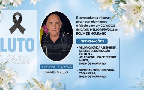 Nota de Falecimento: Morre aos 61 anos Davi Mello, em Rolim de Moura
